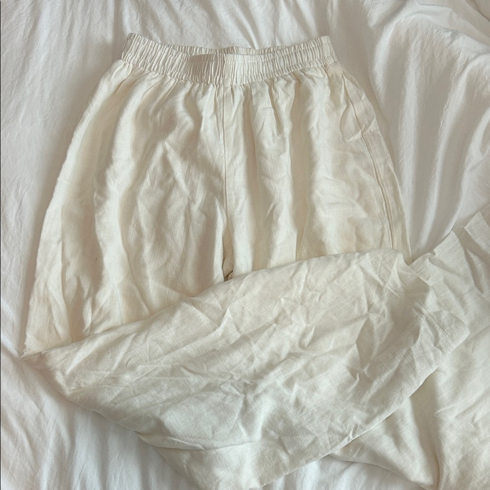 Womens off white linen pants